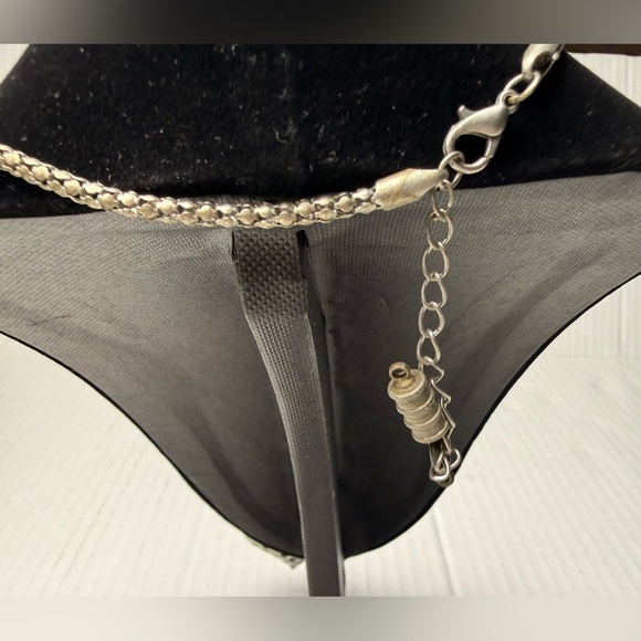 Brighton Valentine Puff Heart Necklace Red Crystals Silver Plated Chain Popcorn - Picture 4 of 7